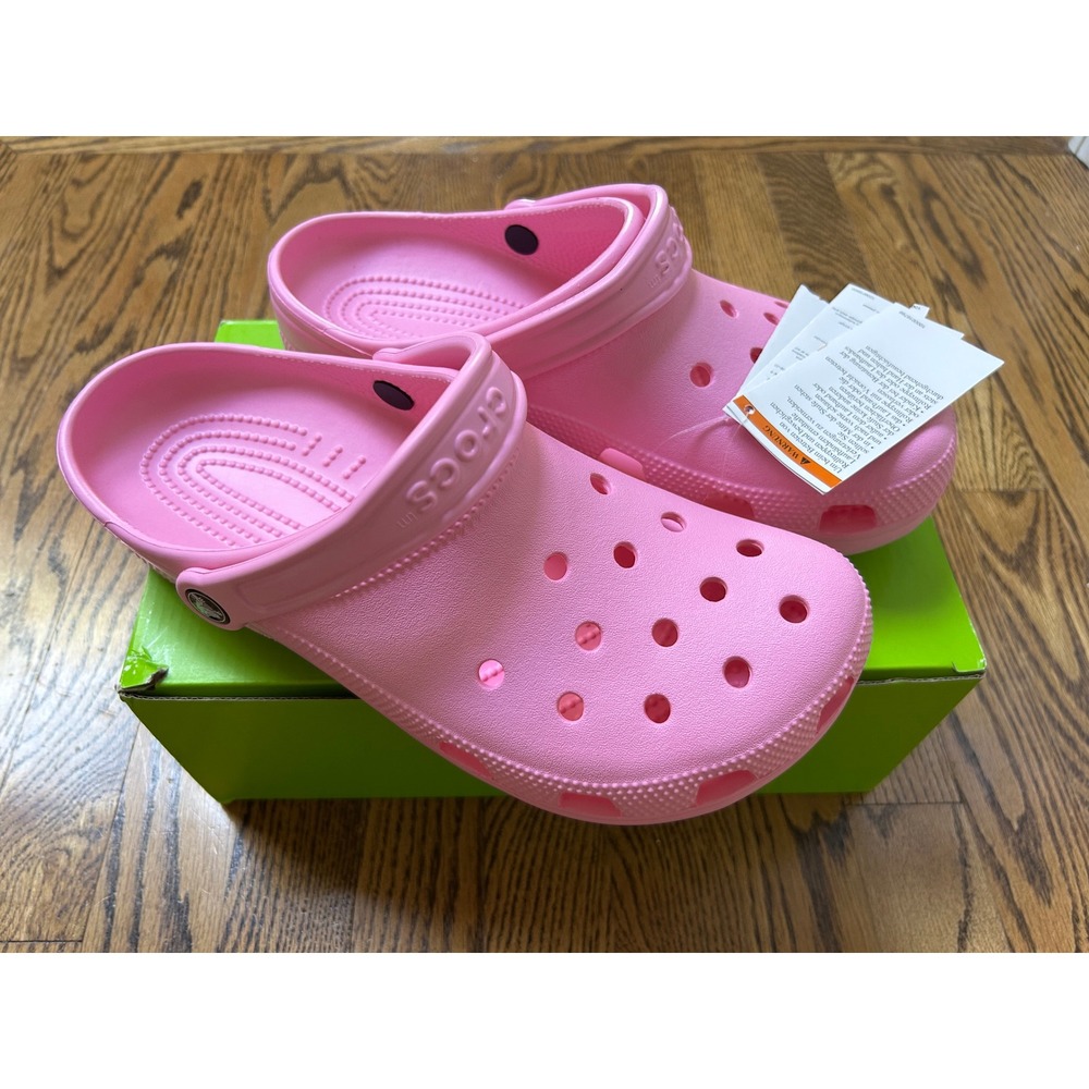 Crocs Classic Clog Pink Tweed Slip On Sandals Woman's 11 Men's 9 NEW!